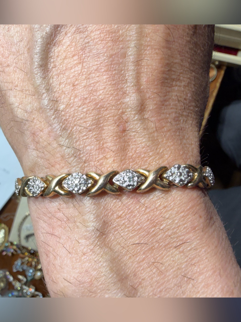 925 Sterling Silver Two Tone Hug & Kisses Bracelet 7